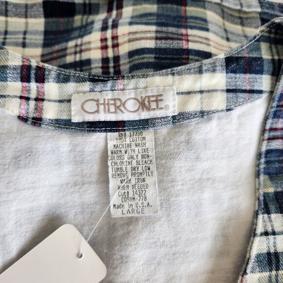 90s Vintage Cherokee Red White Blue Plaid Cotton Vest Button Front Grunge L - Picture 5 of 6